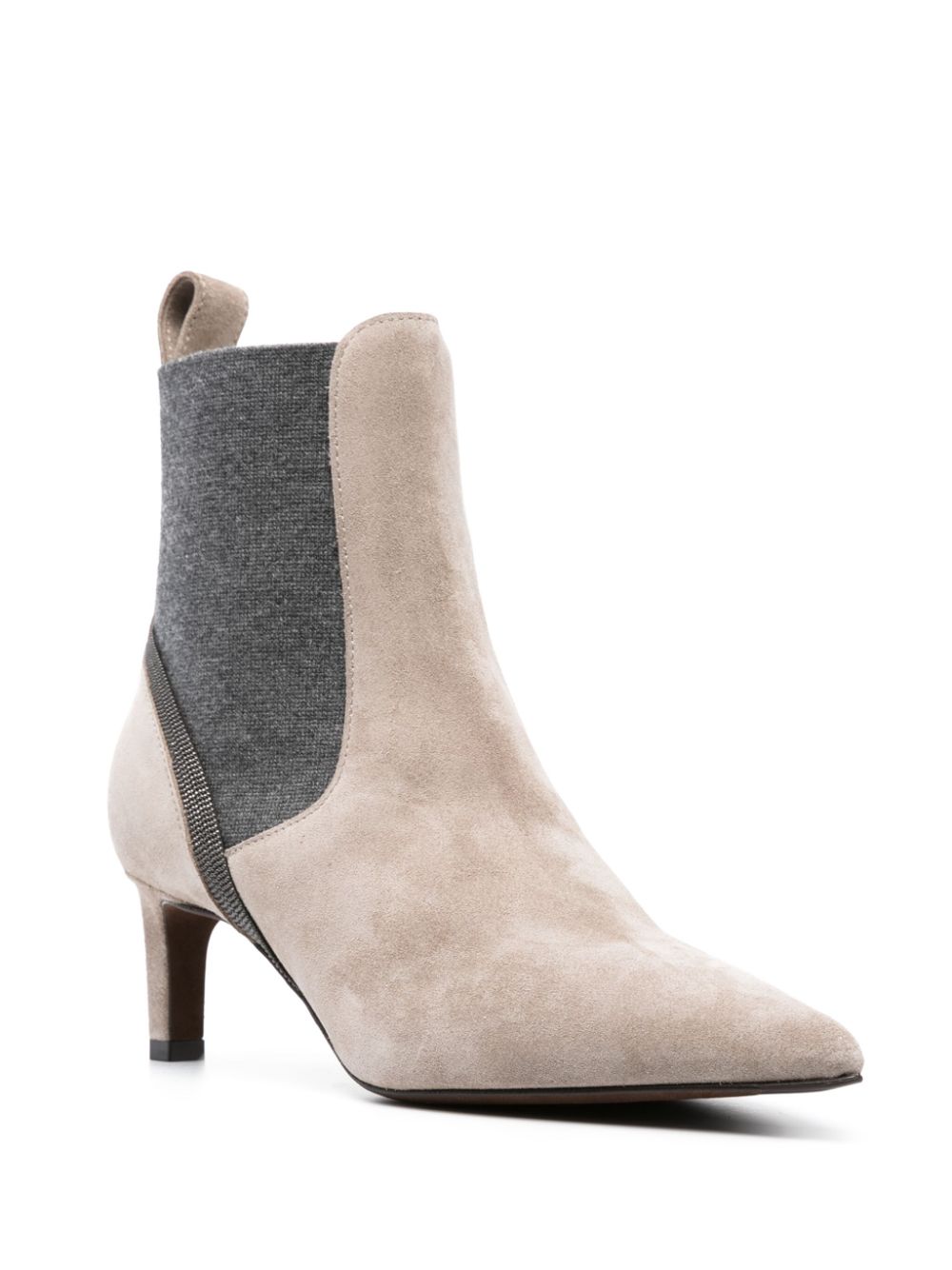 Brunello Cucinelli BRUNELLO CUCINELLI- Leather Heel Ankle Boots