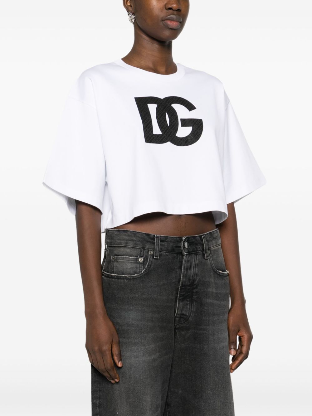 Dolce & Gabbana DOLCE & GABBANA- Logo Cotton Cropped T-shirt