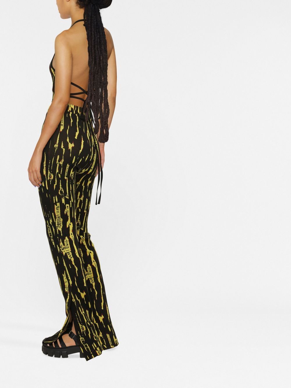 AMBUSH AMBUSH- High Waist Flared Jacquard Trousers