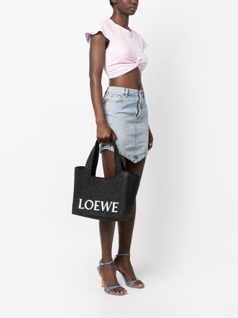 Loewe LOEWE- Loewe Font Raffia Tote Bag