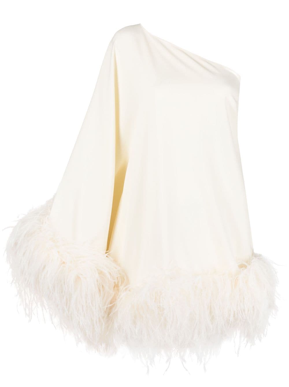 Taller Marmo TALLER MARMO- Piccolo Ubud One-shoulder Feather-trimmed Crepe Mini Dress