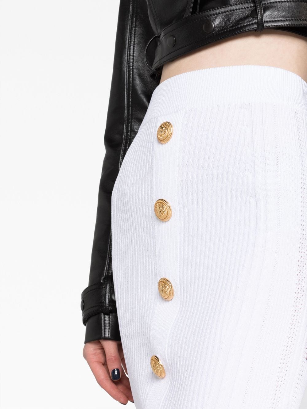 Balmain BALMAIN- High Waist Buttoned Knit Skirt