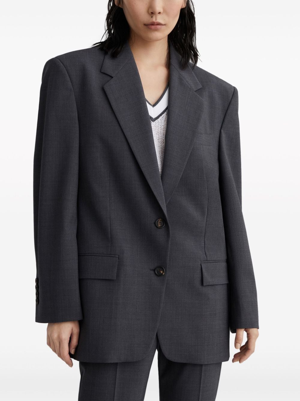 Brunello Cucinelli BRUNELLO CUCINELLI- Tropical Wool Jacket With Shiny Details