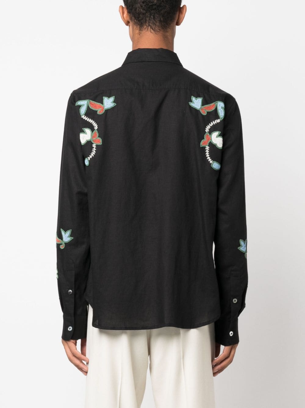 Baziszt BAZISZT- Floral Embroidered Shirt