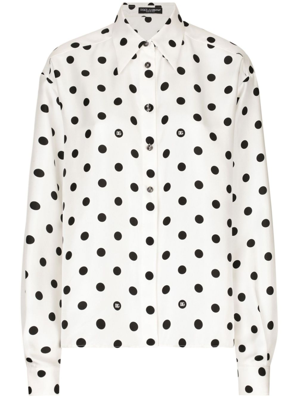 Dolce & Gabbana DOLCE & GABBANA- Dots Print Silk Shirt