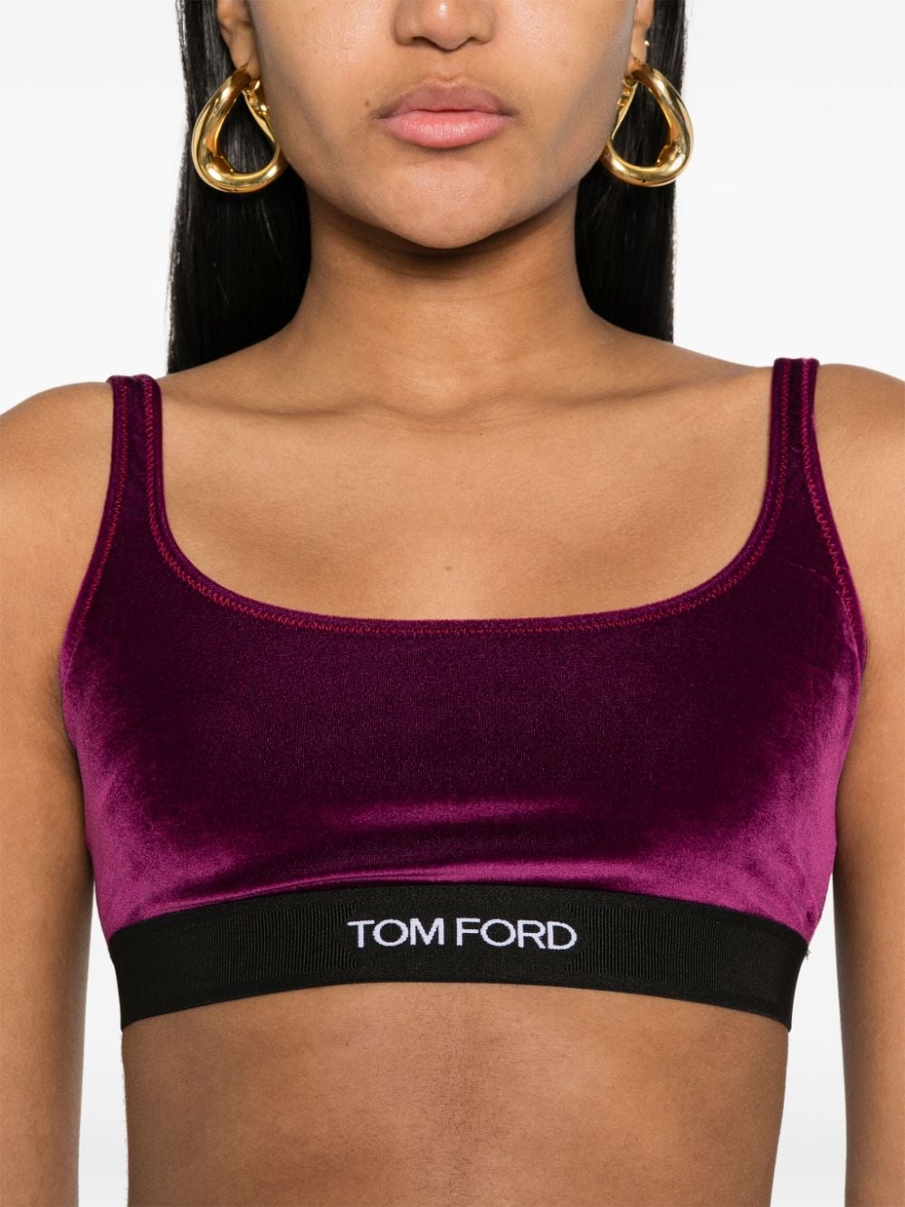 Tom Ford TOM FORD- Logo Velvet Bralette