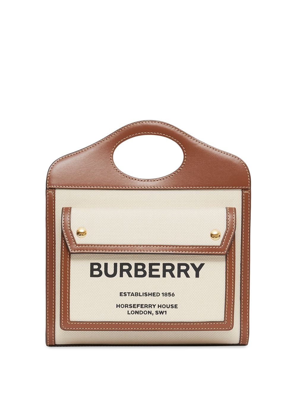 Burberry BURBERRY- Pocket Mini Cotton And Leather Top Handle Bag