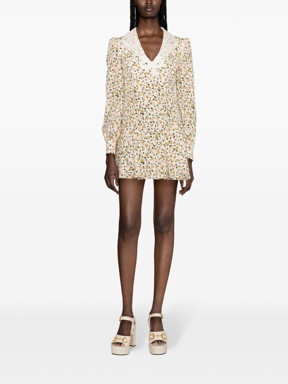 Alessandra Rich ALESSANDRA RICH- Flower Print Silk Short Dress