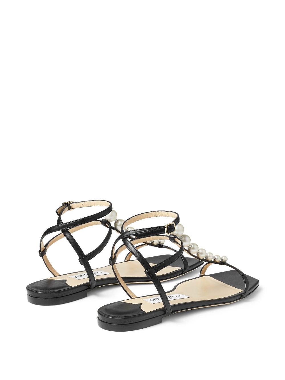 Jimmy Choo JIMMY CHOO- Amari Flat Pearl Embellishment Leather Sandals