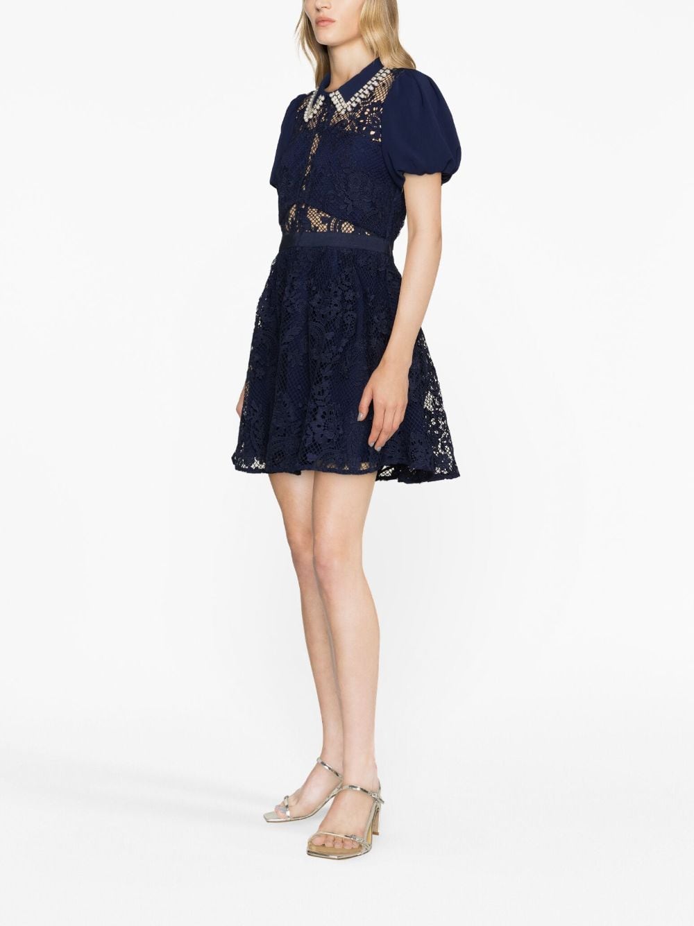  SELF PORTRAIT- Lace Diamante Collar Mini Dress