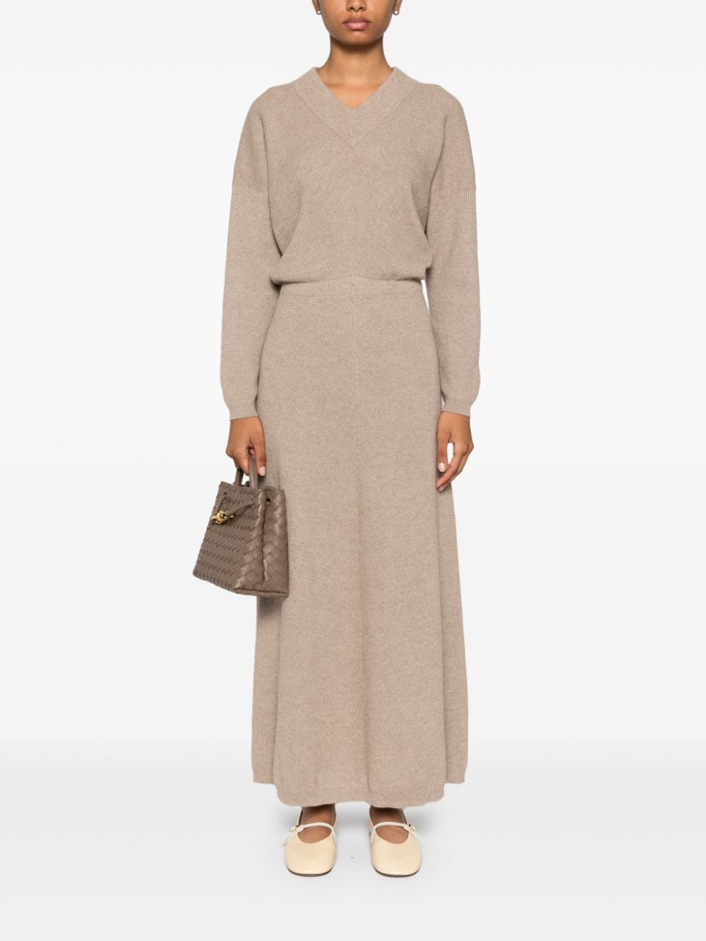 Brunello Cucinelli BRUNELLO CUCINELLI- Cashmere V-necked Dress