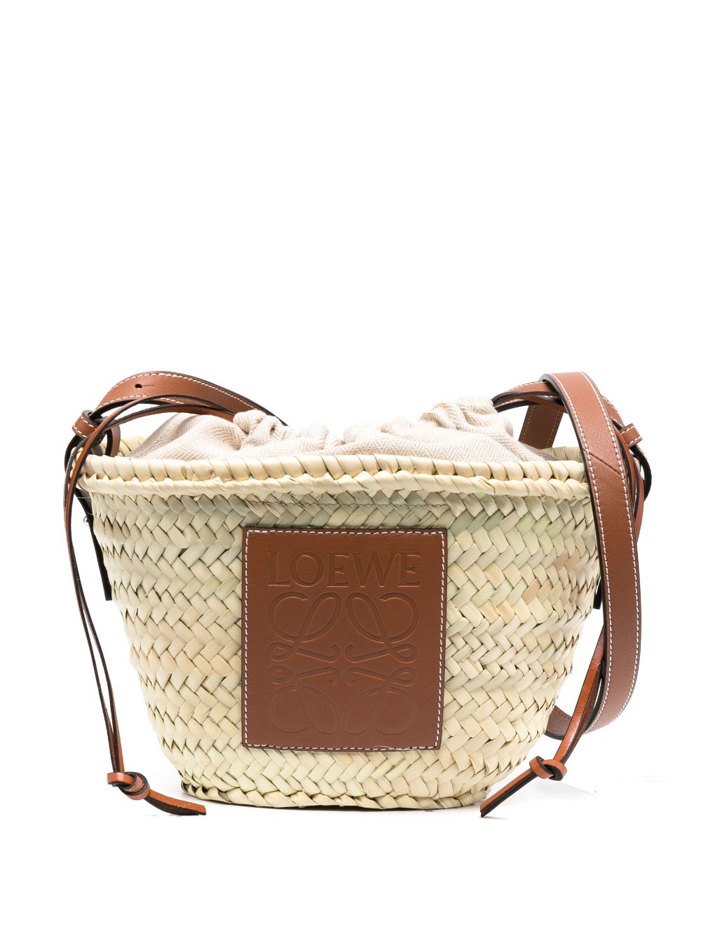 Loewe Paula's Ibiza LOEWE PAULA'S IBIZA- Drawstring Raffia And Leather Bucket Bag