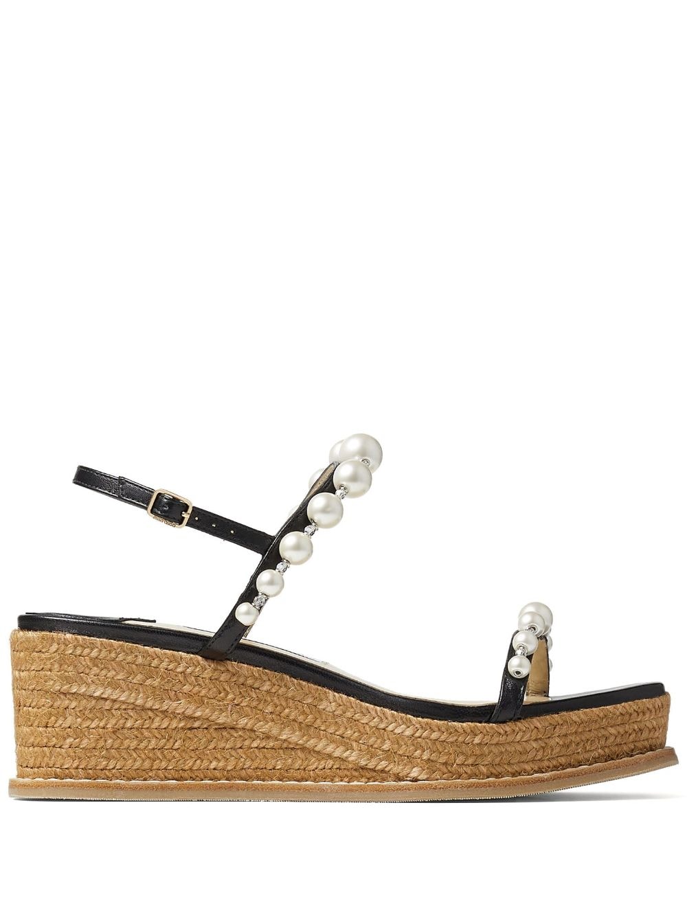 Jimmy Choo JIMMY CHOO- Amatuus 60 Pearl Embellishment Raffia Wedge Sandals