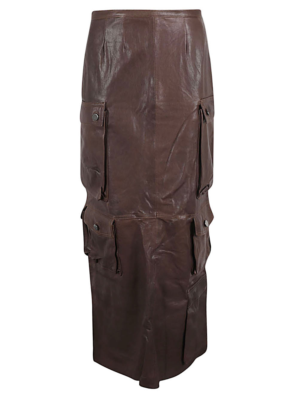 Fermas.club FERMAS.CLUB- Leather Cargo Long Skirt