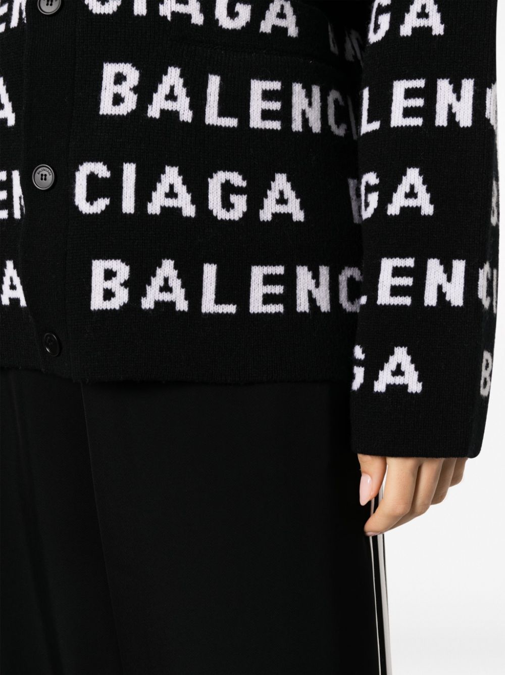 Balenciaga BALENCIAGA- Allover Logo Wool Cardigan