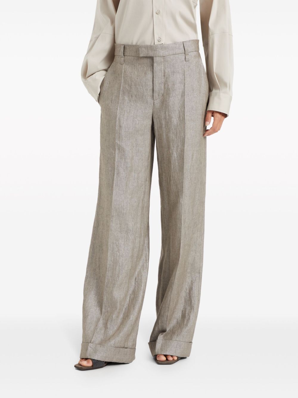 Brunello Cucinelli BRUNELLO CUCINELLI- Linen Flared Trousers