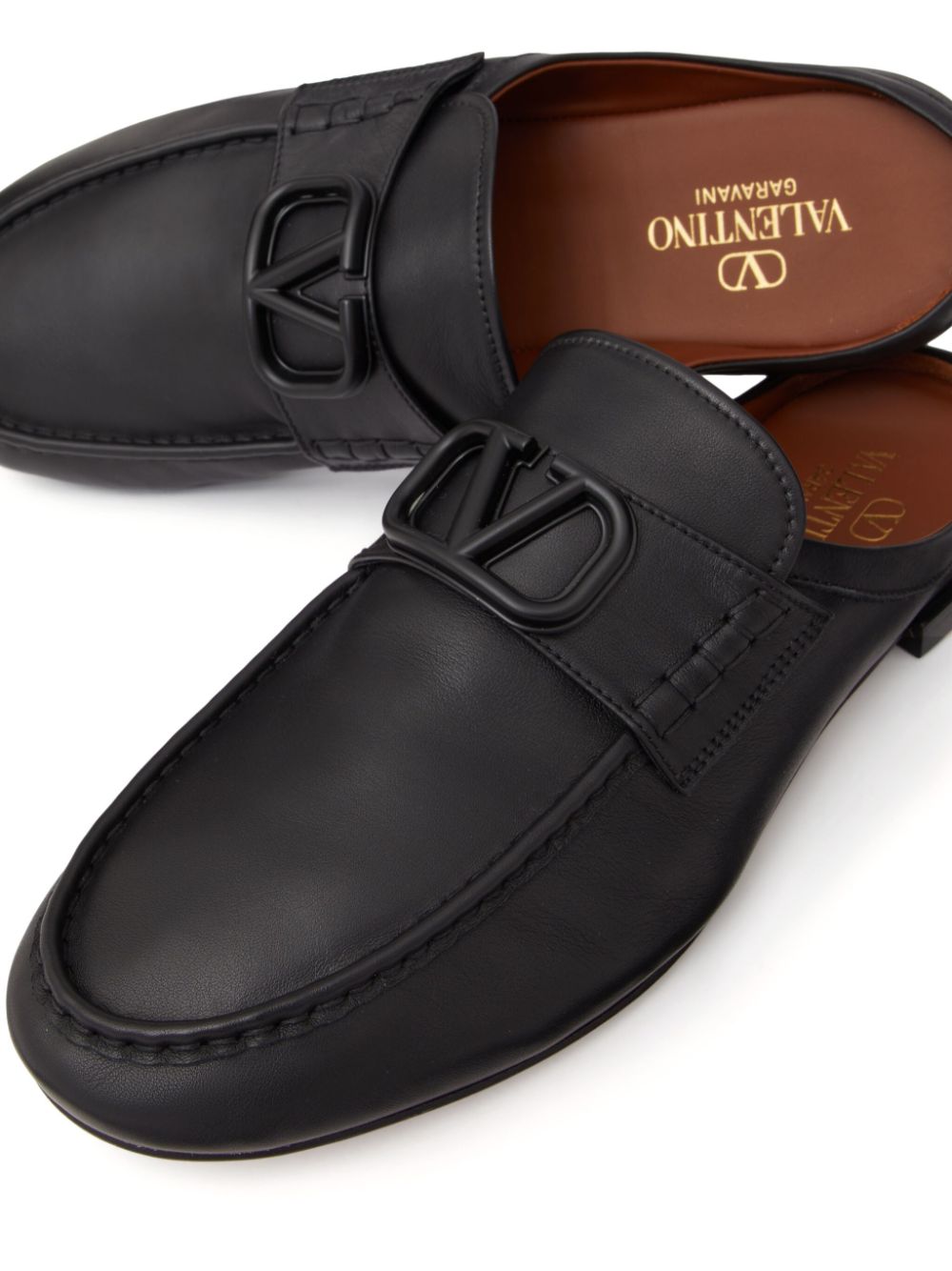 VALENTINO GARAVANI VALENTINO GARAVANI- Vlogo Signature Leather Slippers