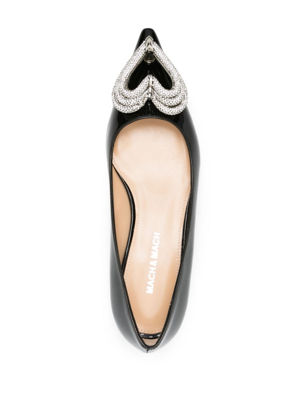 Mach & Mach MACH & MACH- Triple Heart Crystal-embellished Patent Leather Ballet Flats