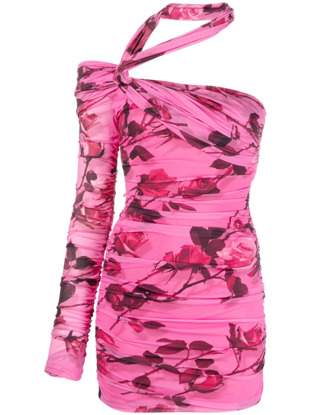 Blumarine BLUMARINE- Rose Print One-shoulder Mini Dress
