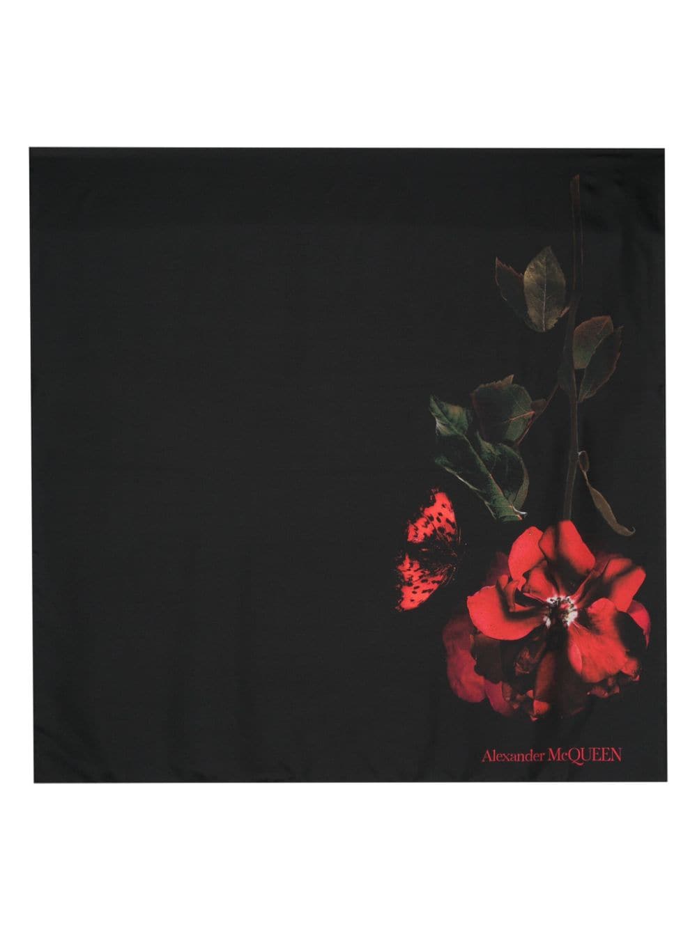 Alexander McQueen ALEXANDER MCQUEEN- Rose Print Silk Scarf