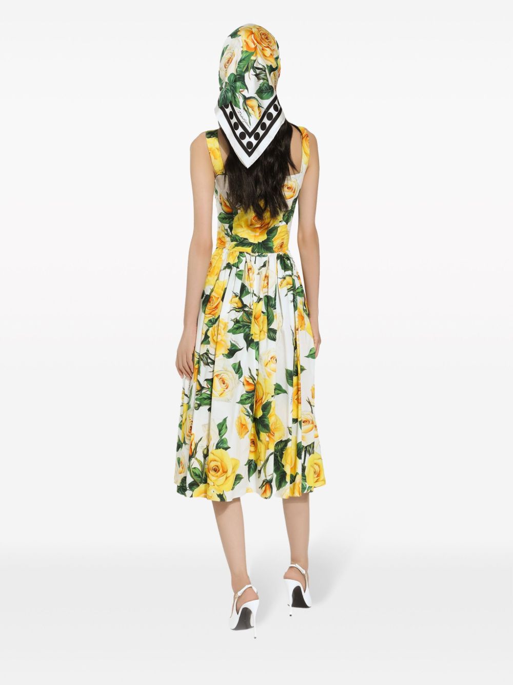 Dolce & Gabbana DOLCE & GABBANA- Flower Print Cotton Midi Dress