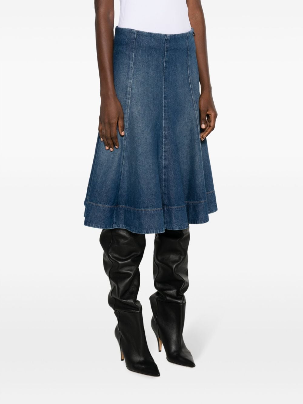 Khaite KHAITE- Lennox Denim Midi Skirt