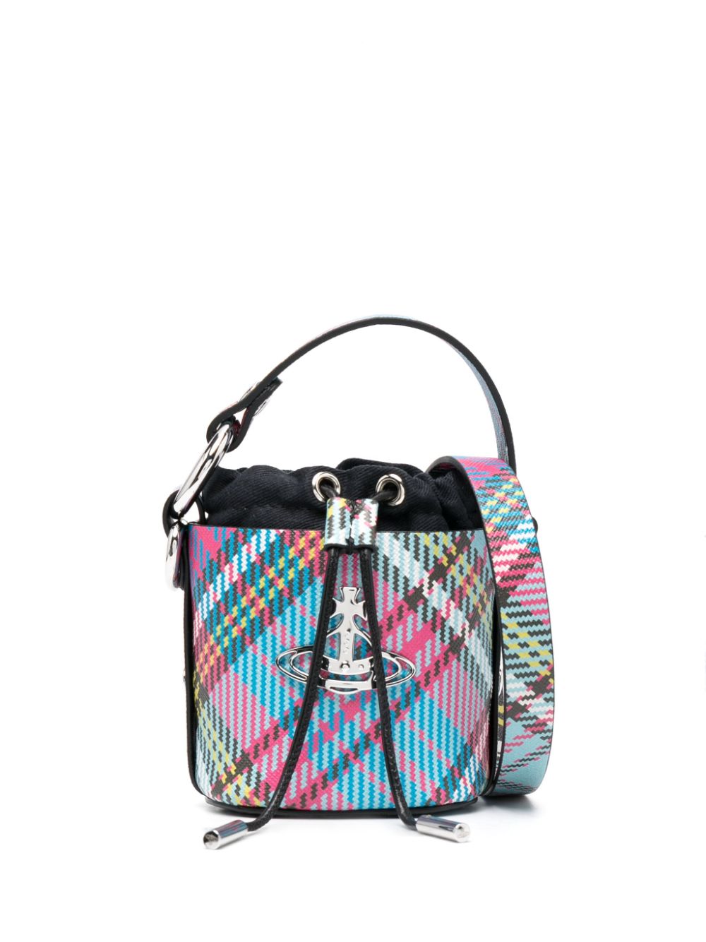 Vivienne Westwood VIVIENNE WESTWOOD- Daisy Biogreen Tartan Saffiano Mini Bucket Bag