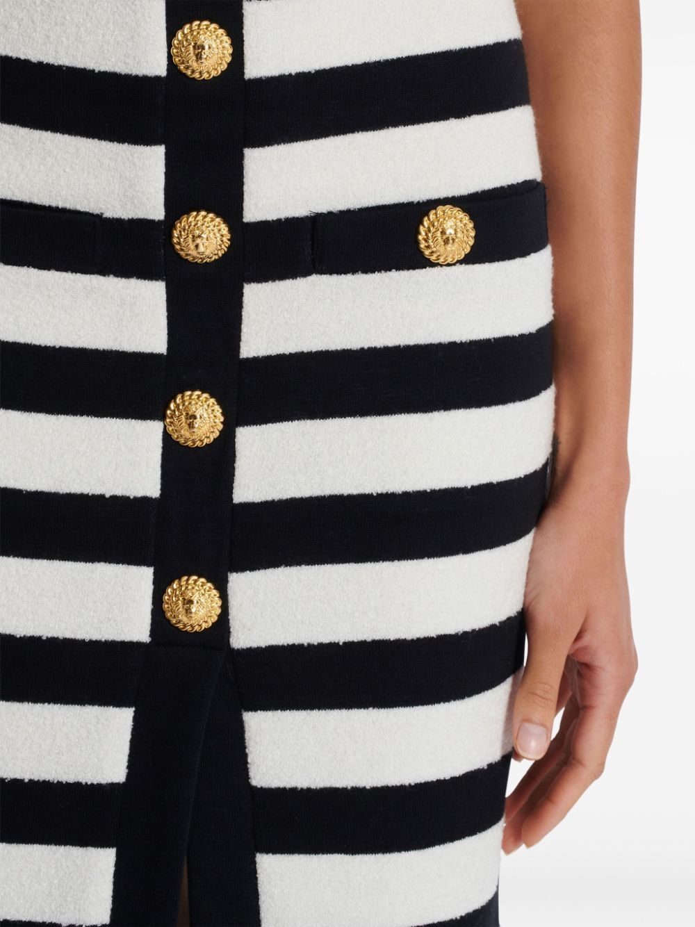 Balmain BALMAIN- Buttoned Striped Long Skirt