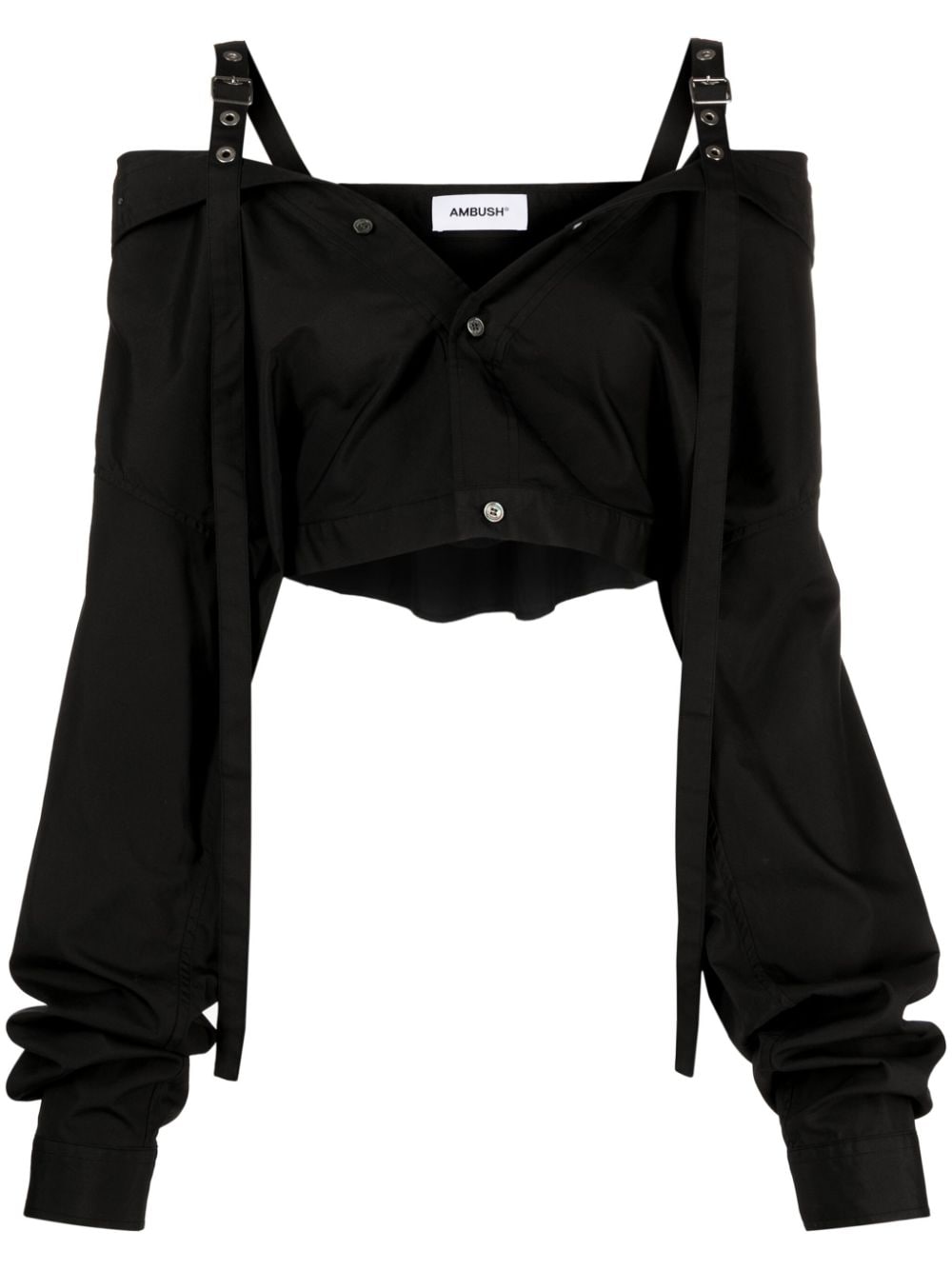 AMBUSH AMBUSH- Off Shoulders Cropped Cotton Shirt