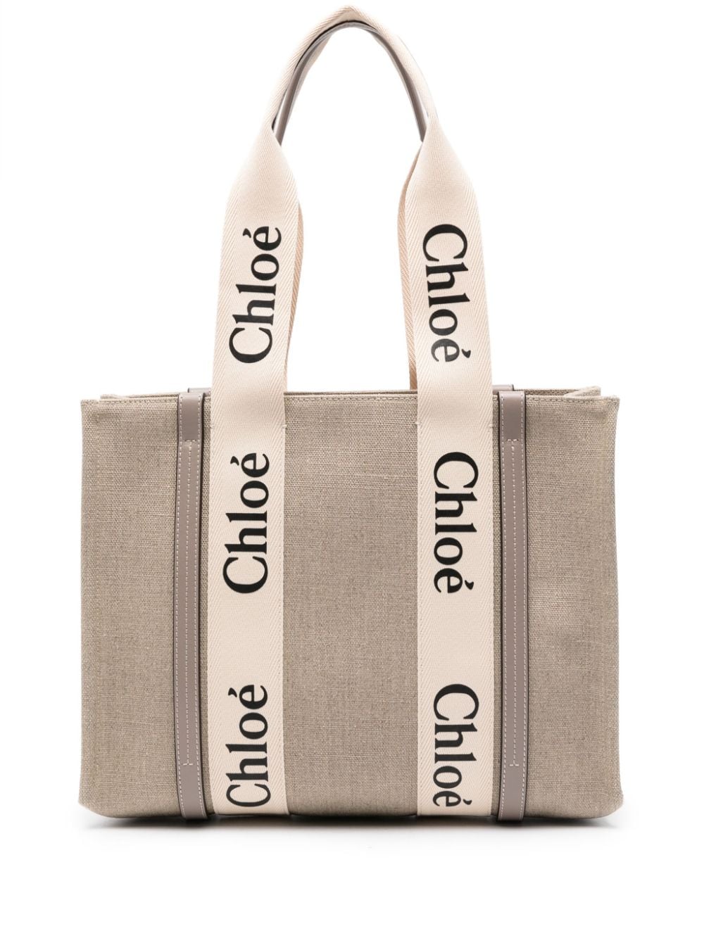 Chloé CHLOÉ- Woody Canvas And Leather Tote Bag