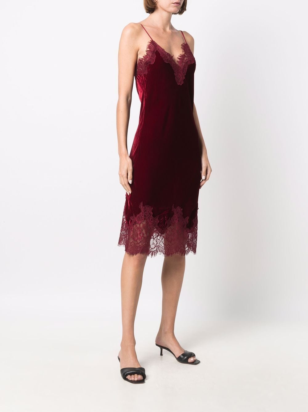 Goldhawk GOLDHAWK- Lace-trim Velvet Slip Dress