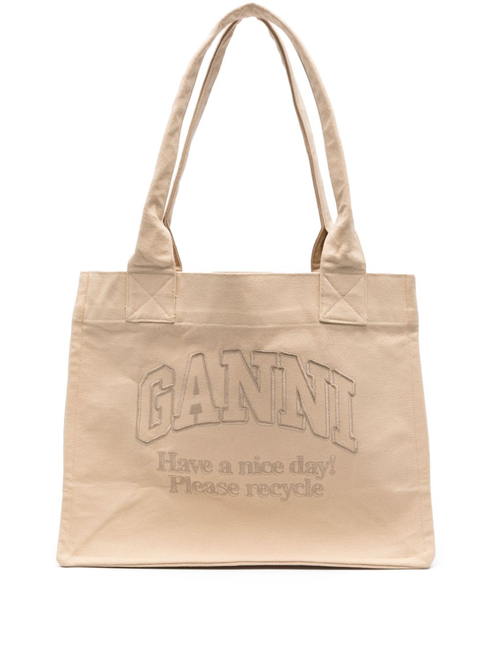 Ganni GANNI- Logo Large Cotton Tote Bag