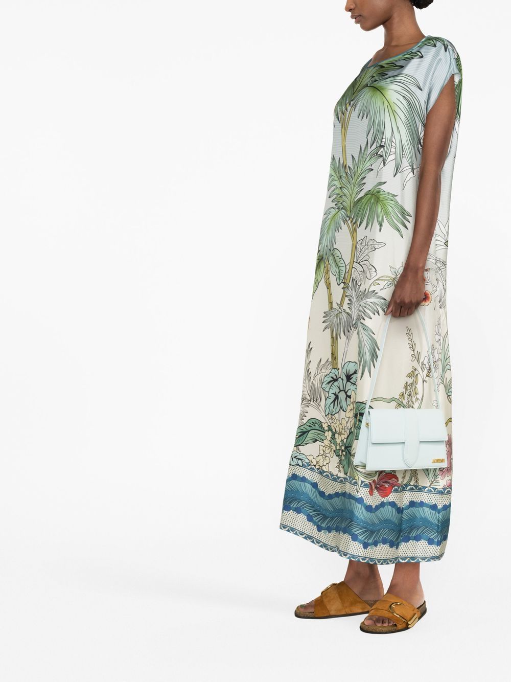 For restless sleepers FOR RESTLESS SLEEPERS- Short Printed Silk Kaftan Dress