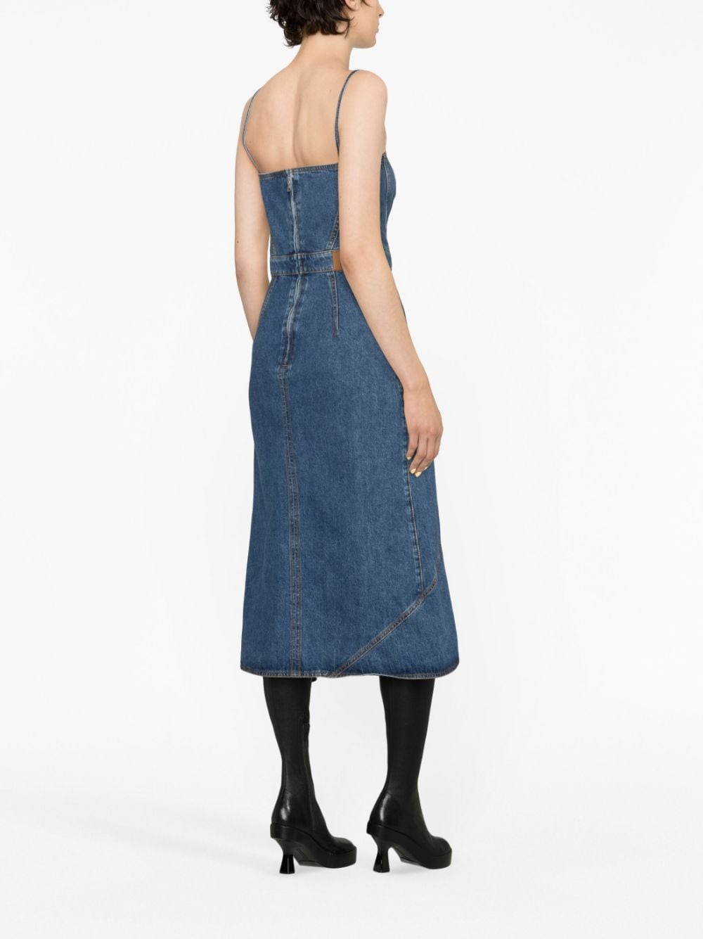 Alexander McQueen ALEXANDER MCQUEEN- Slit Detail Denim Midi Dress