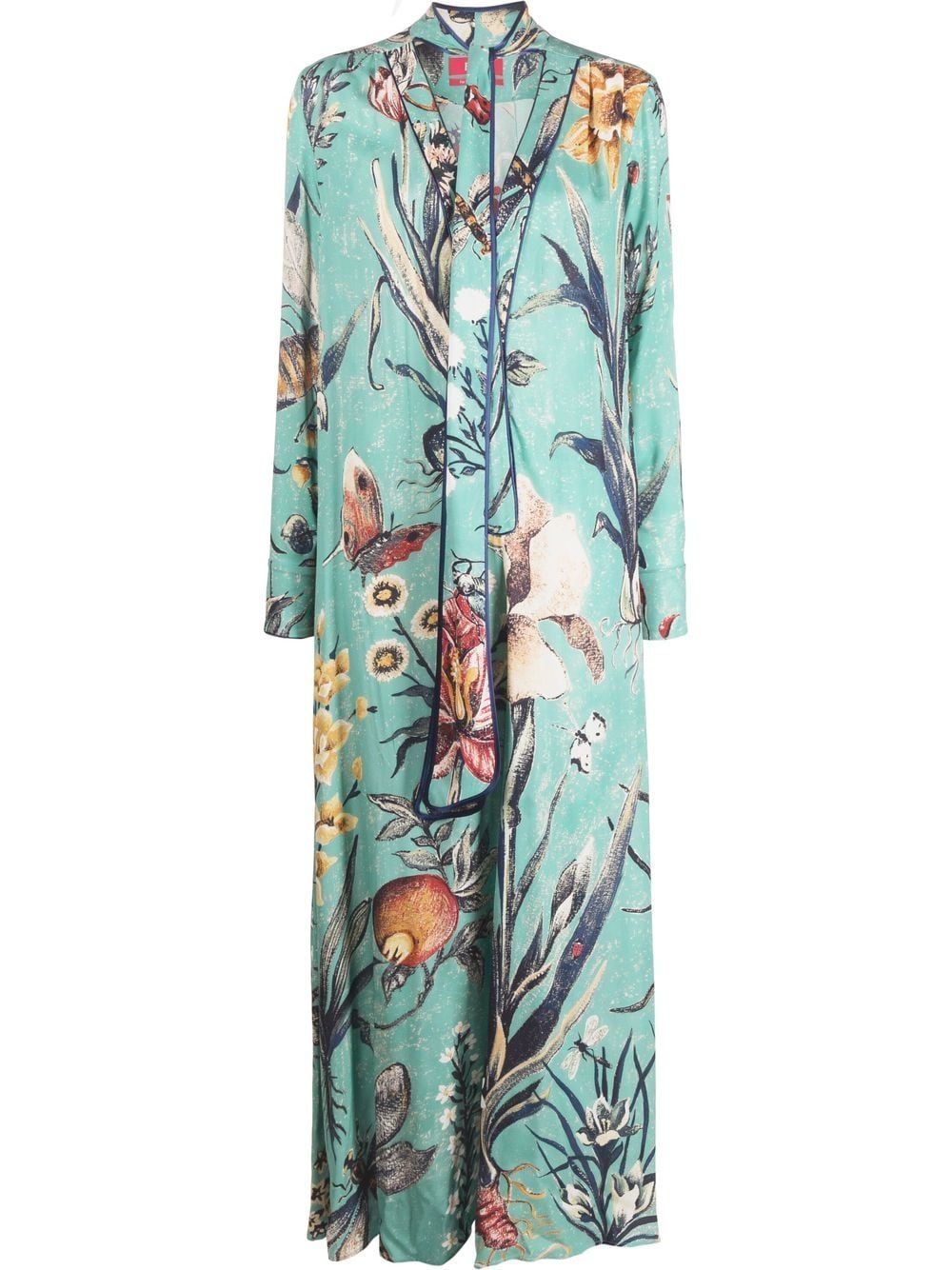 For restless sleepers FOR RESTLESS SLEEPERS- Printed With Neck Bow Long Dress