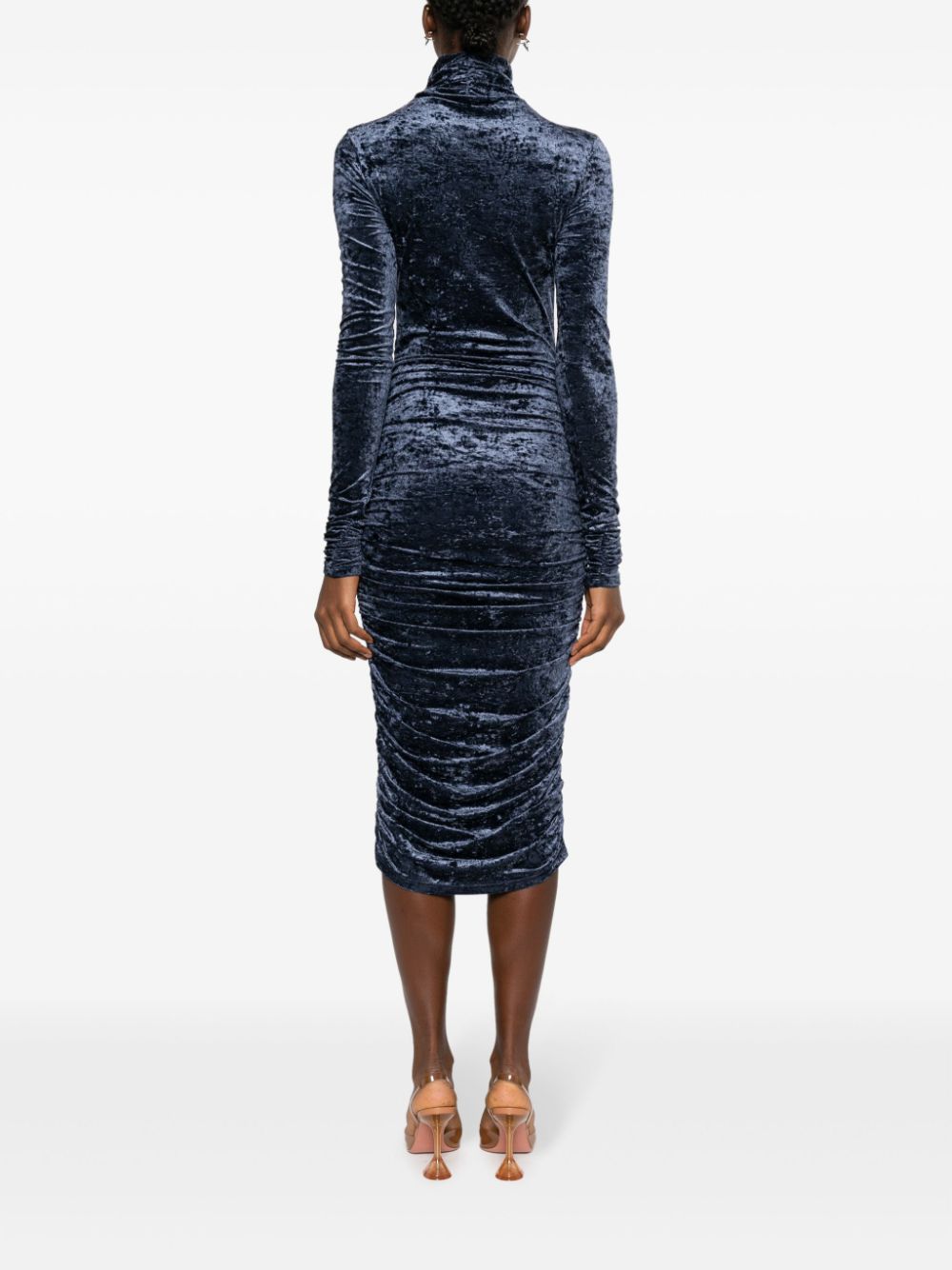 The andamane THE ANDAMANE- Turtleneck Draped Midi Dress