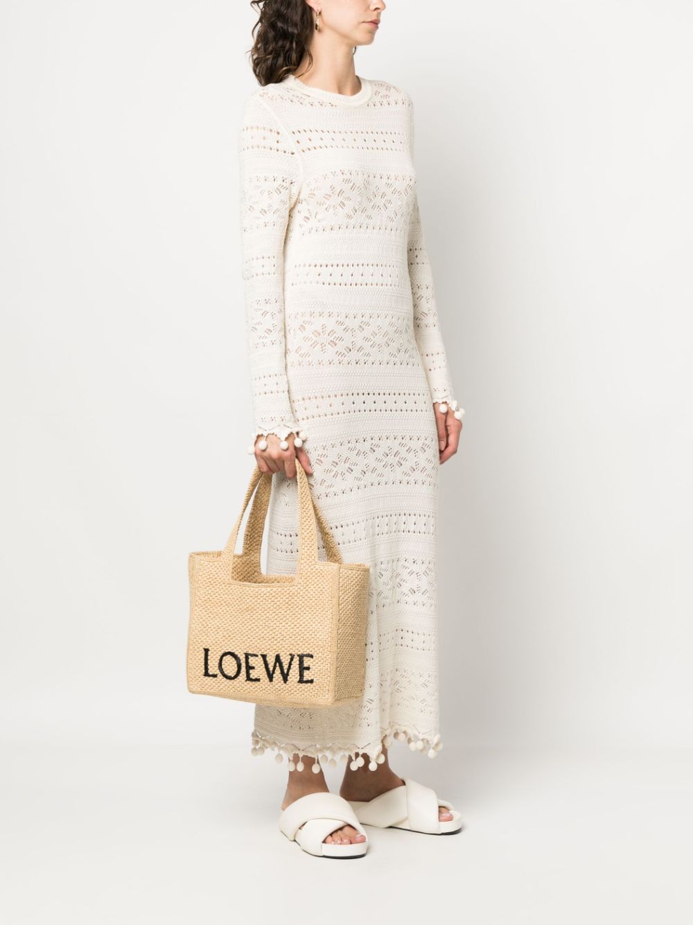 Loewe LOEWE- Loewe Font Medium Raffia Tote Bag