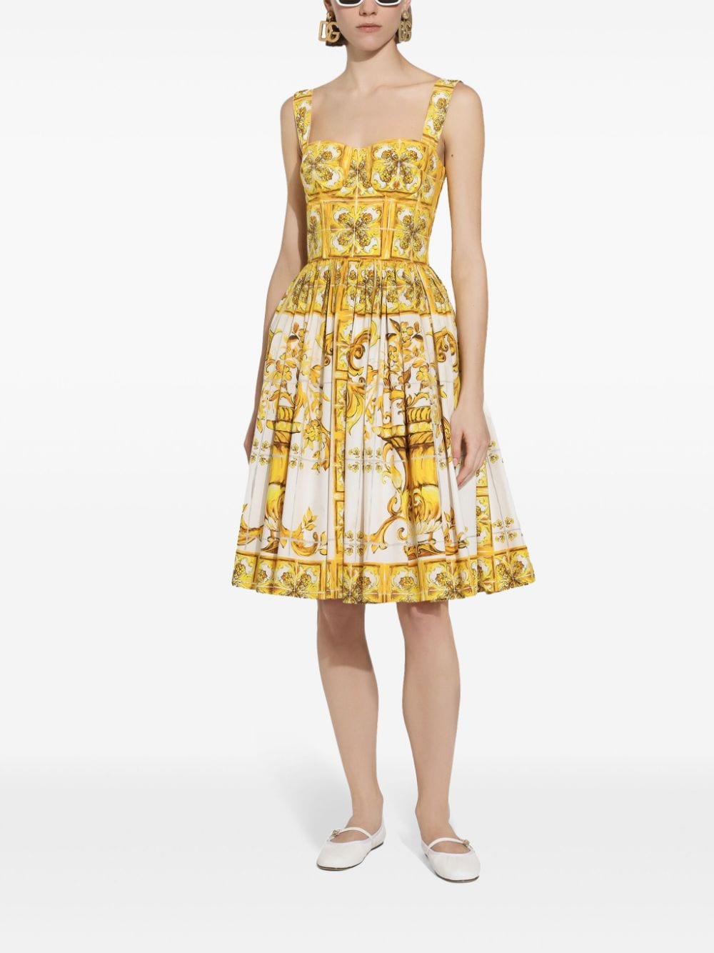 Dolce & Gabbana DOLCE & GABBANA- Maiolica Print Midi Dress