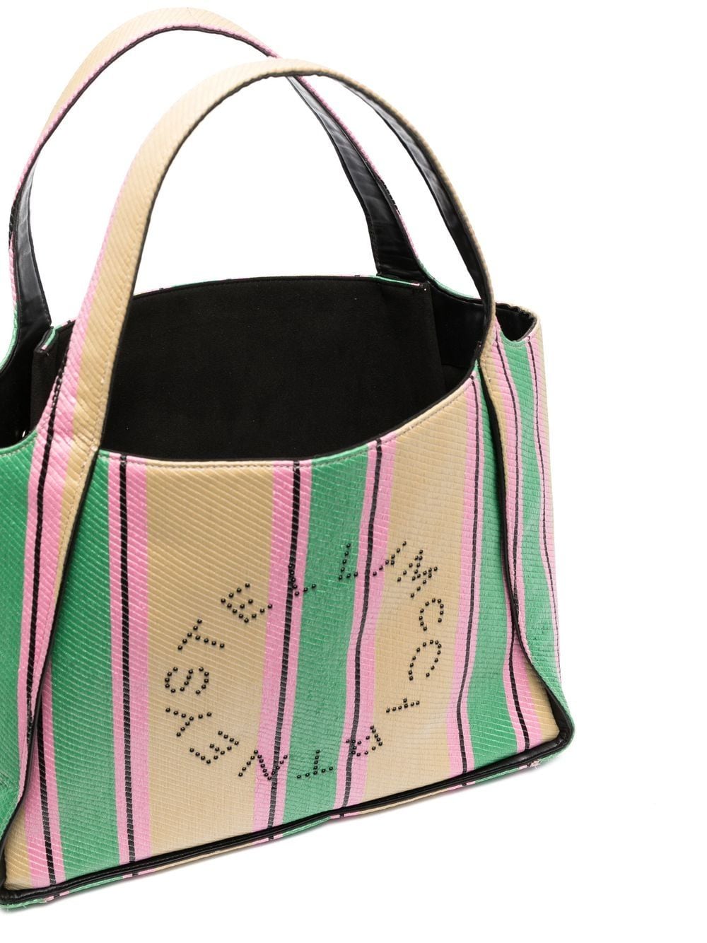 Stella McCartney STELLA MCCARTNEY- Stella Logo Striped Raffia Tote Bag