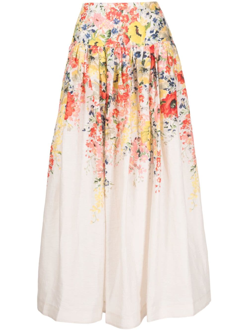 Zimmermann ZIMMERMANN- Floral Print Linen Midi Skirt