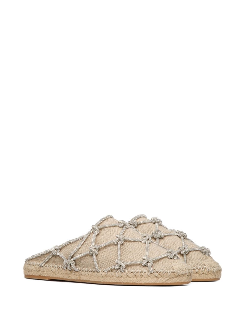 VALENTINO GARAVANI VALENTINO GARAVANI- Crystal Embellished Linen Slippers