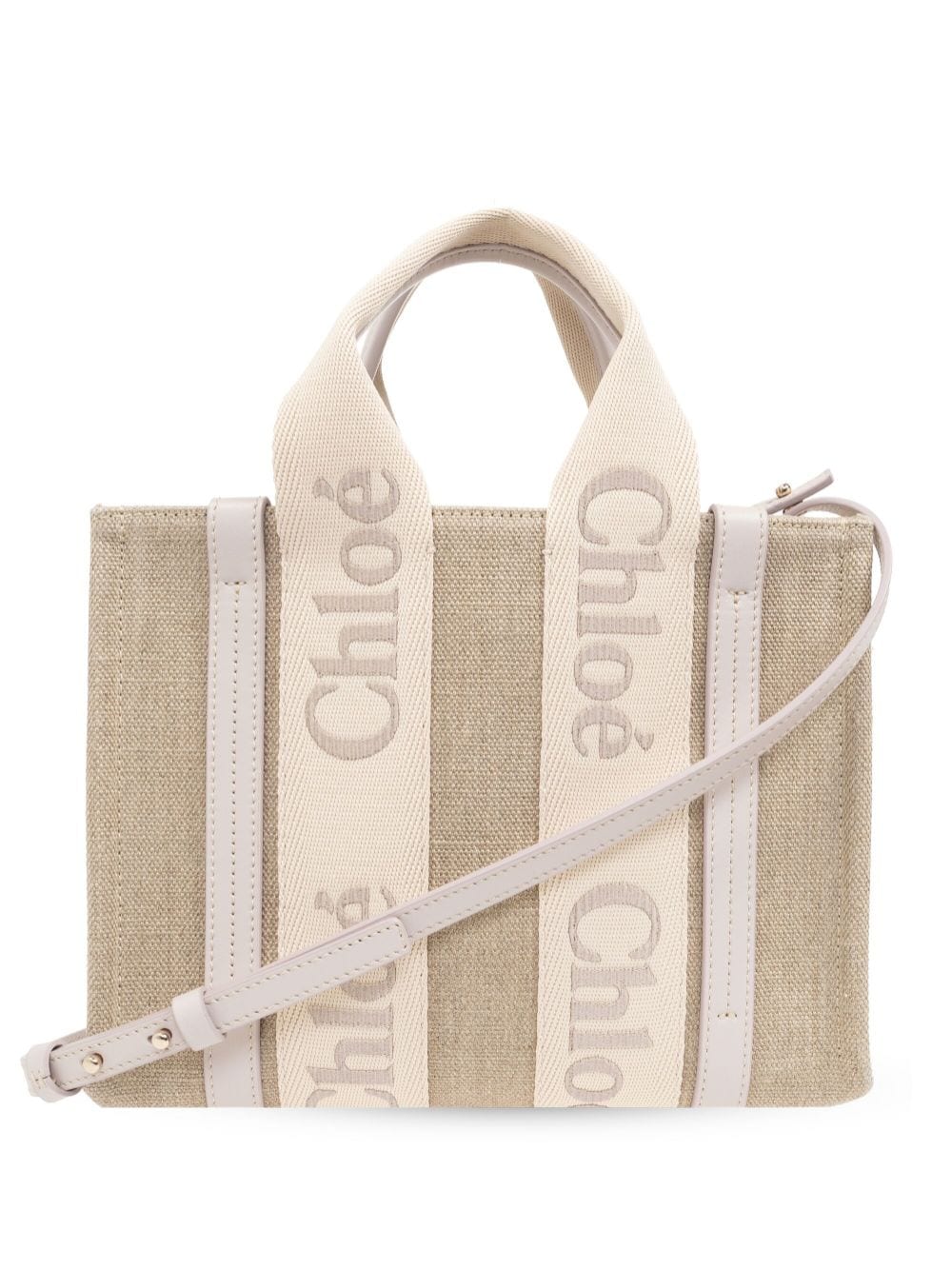 Chloé CHLOÉ- Woody Small Canvas And Leather Tote Bag