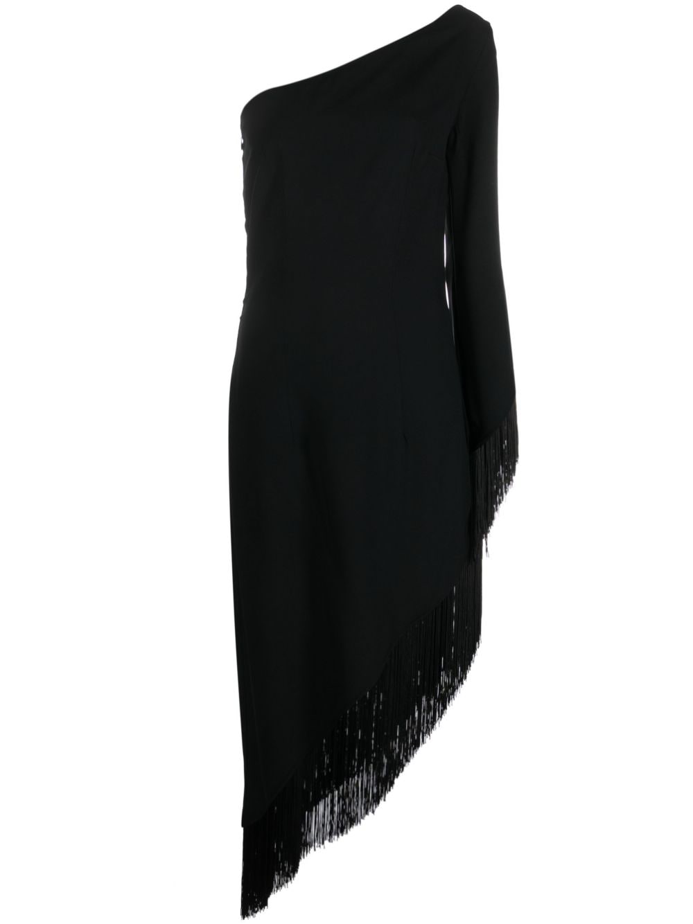 Taller Marmo TALLER MARMO- Aventador One-shoulder Fringed Trimmed Crepe Midi Dress