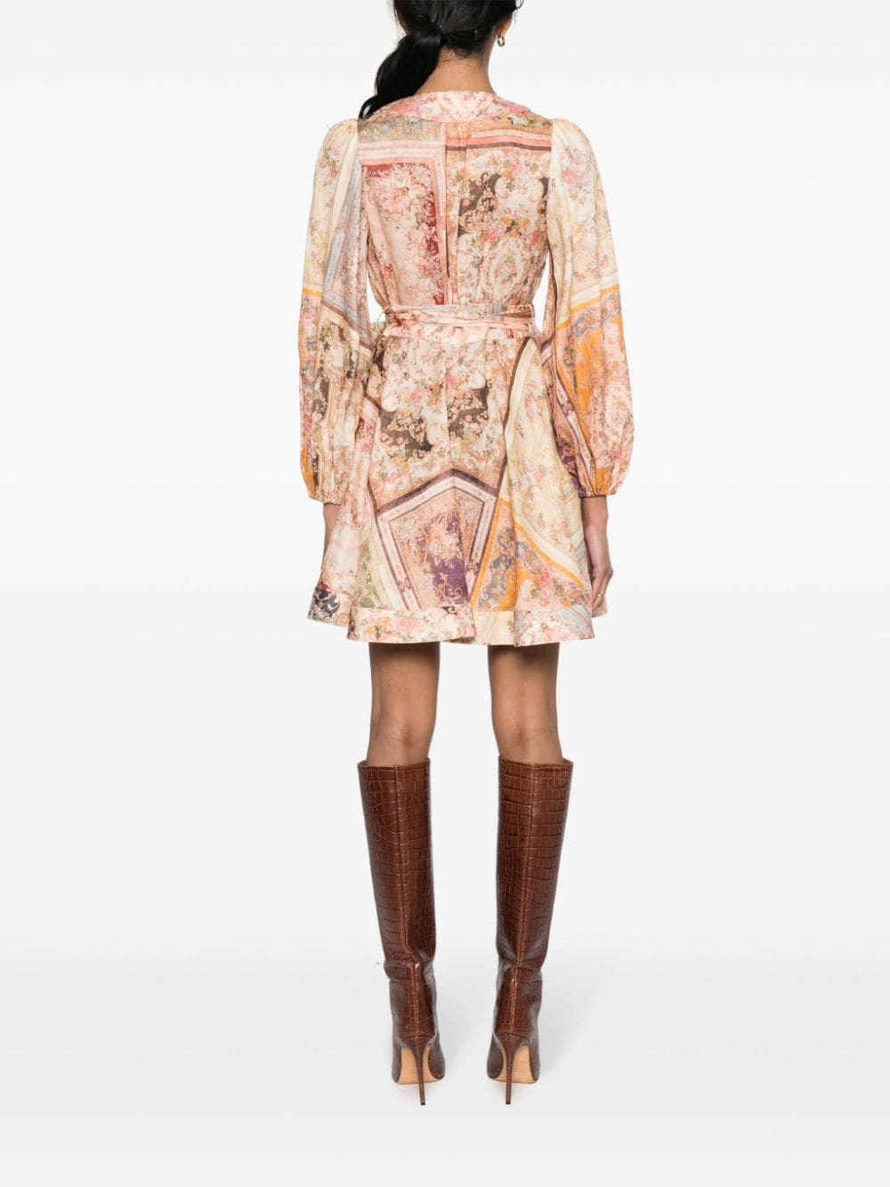 Zimmermann ZIMMERMANN- Floral Print Linen Wrap Mini Dress