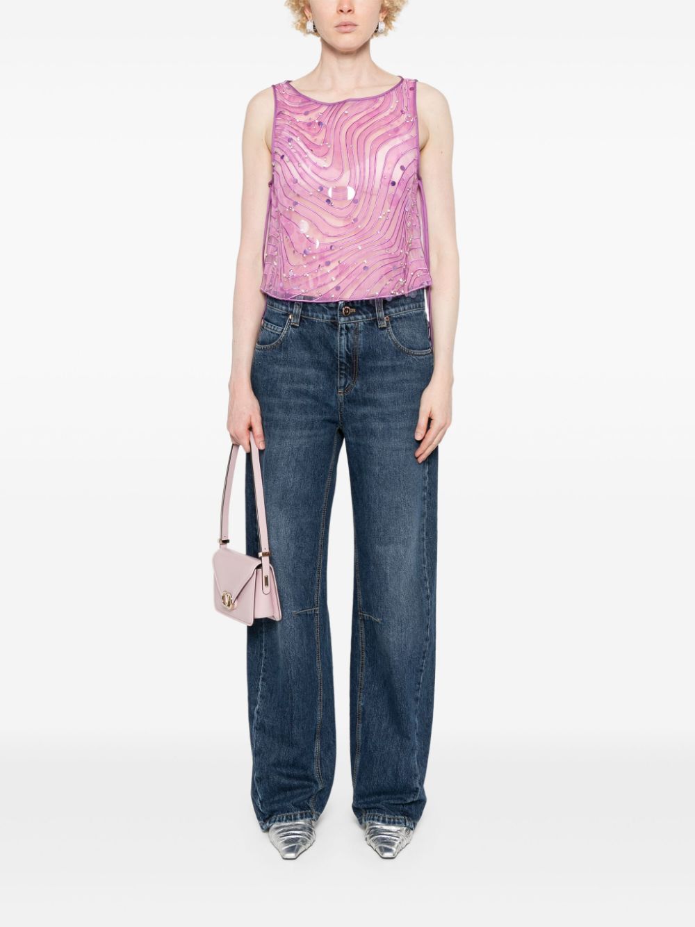 Emporio Armani EMPORIO ARMANI- Silk Embellished Top