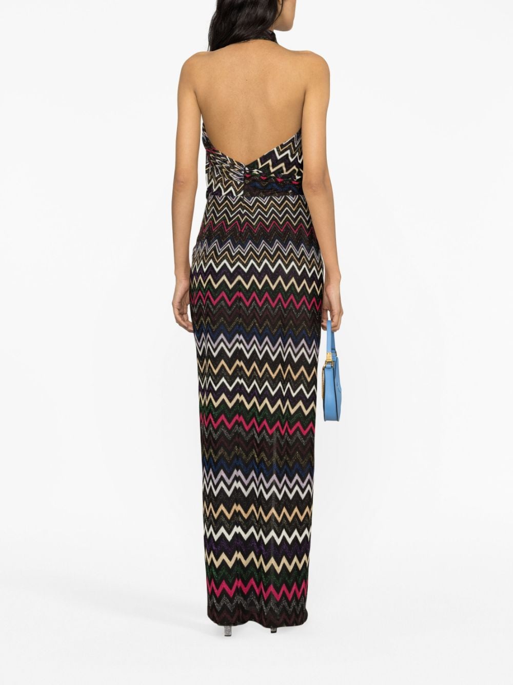 Missoni MISSONI- Zig Zag Pattern Halter Neck Long Dress