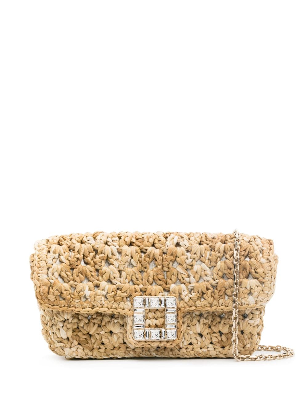 Roger Vivier ROGER VIVIER- Viv' Jeu De Fille Crochet Raffia Shoulder Bag