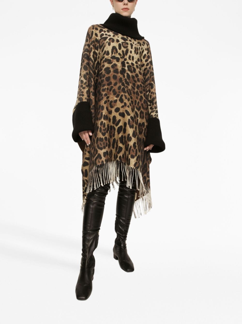 Dolce & Gabbana DOLCE & GABBANA- Leopard Print Wool And Silk Blend Cape