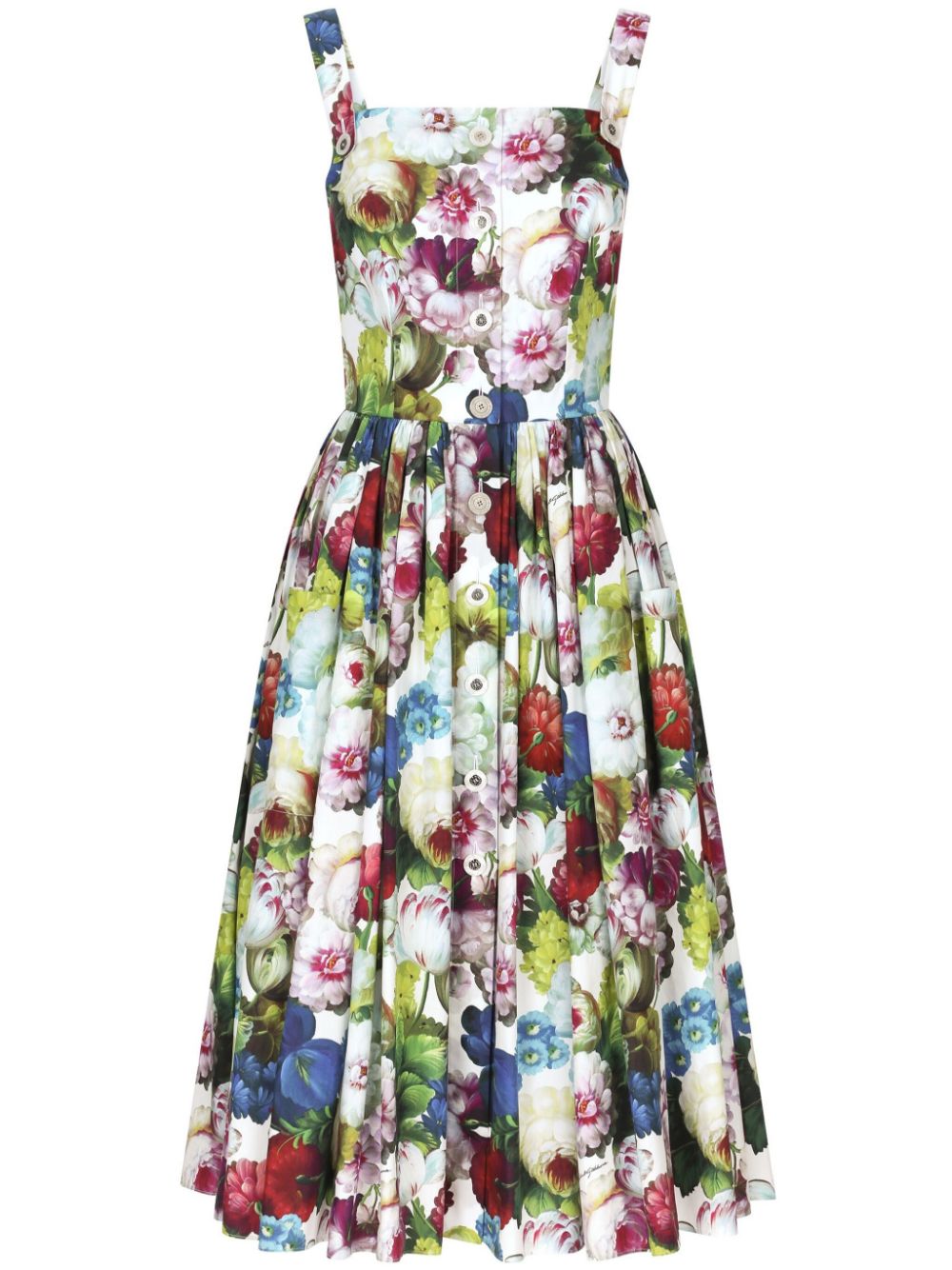 Dolce & Gabbana DOLCE & GABBANA- Flower Print Midi Cotton Dress