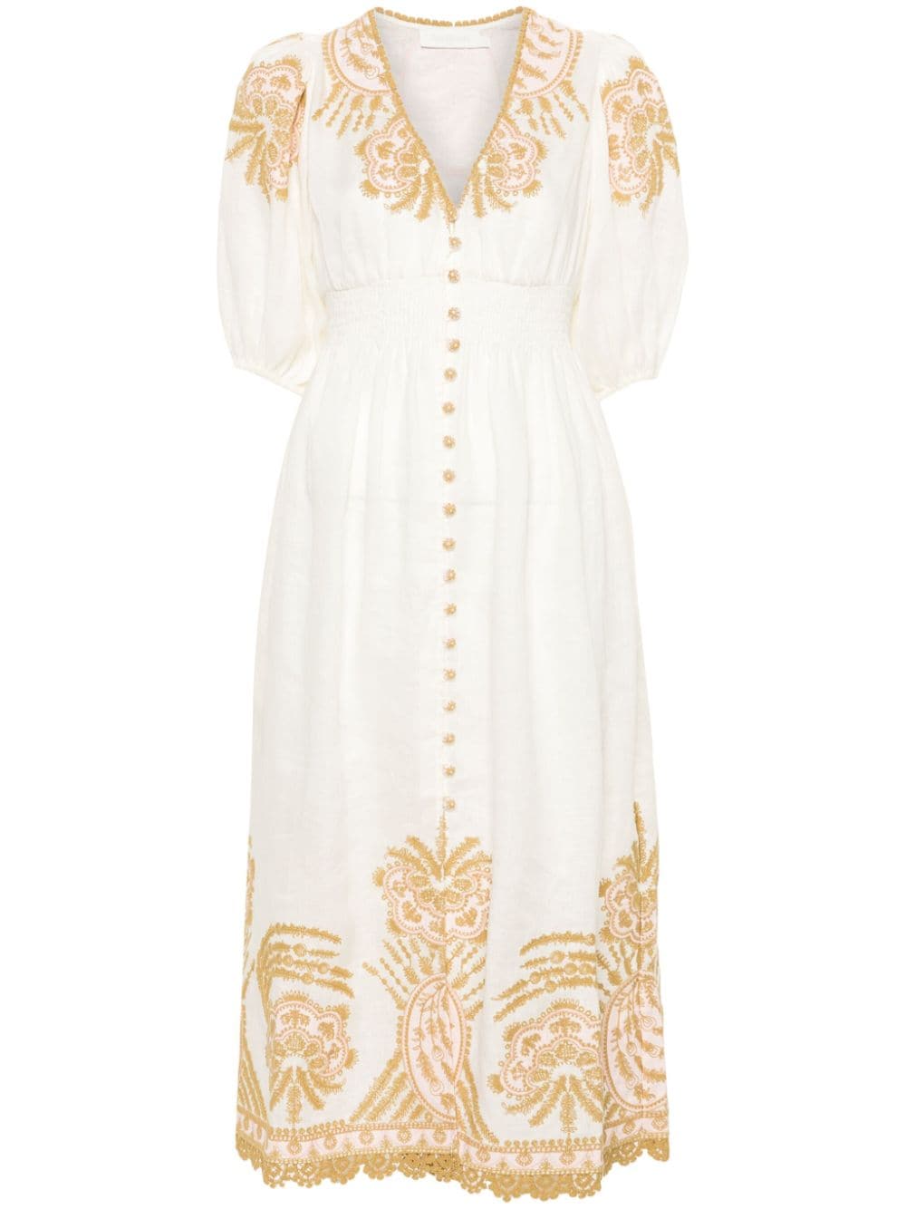 Zimmermann ZIMMERMANN- Embroidered Linen Midi Dress